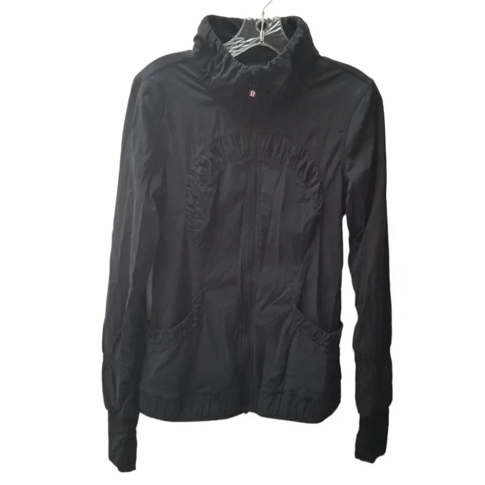Lululemon Zip Up Jacket Black High Neck Pockets 6